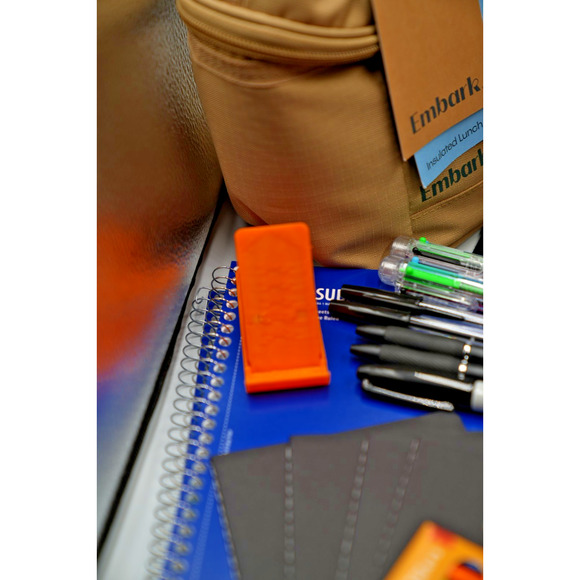 One Story Black Puffer Backpack Bundle -Tan Embark Lunchbox and 25+ School Items - Picture 13 of 16